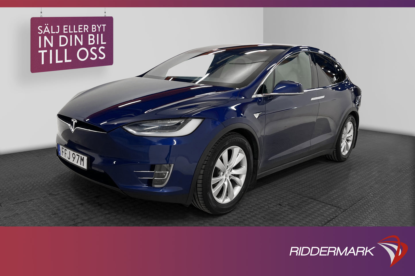 Tesla Model X Long Range 423hk 7-sits Sv.Såld AP Drag MOMS