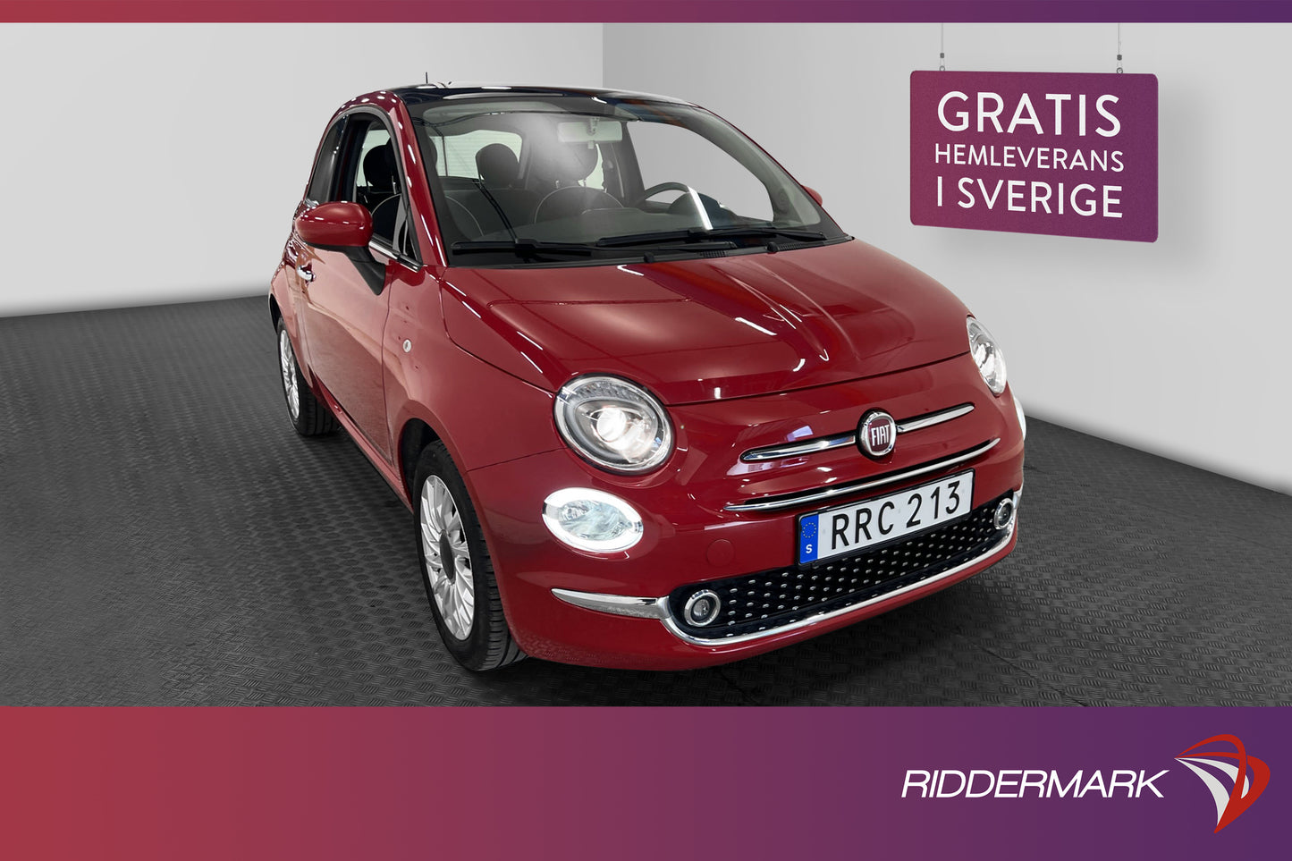 Fiat 500 1.2 8V 69hk Lounge Glastak Välservad 0,61l/mil