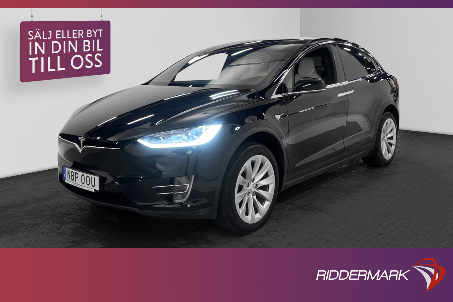 Tesla Model X Long Range AWD 423hk 7 Sits Ljus interiör Drag