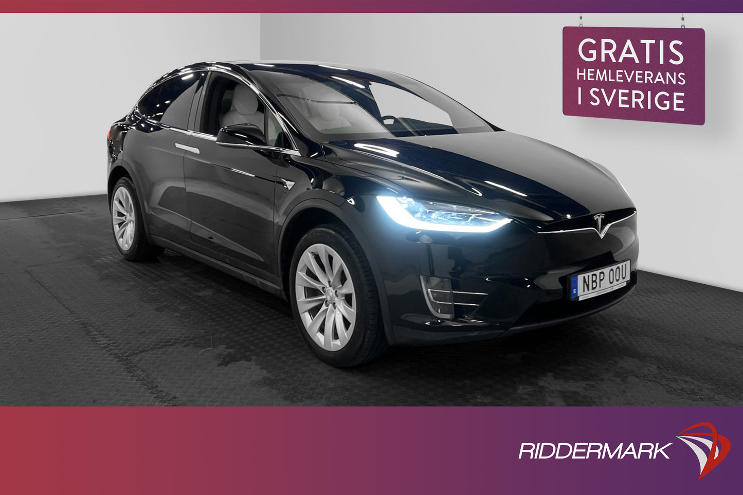 Tesla Model X Long Range AWD 423hk 7 Sits Ljus interiör Drag