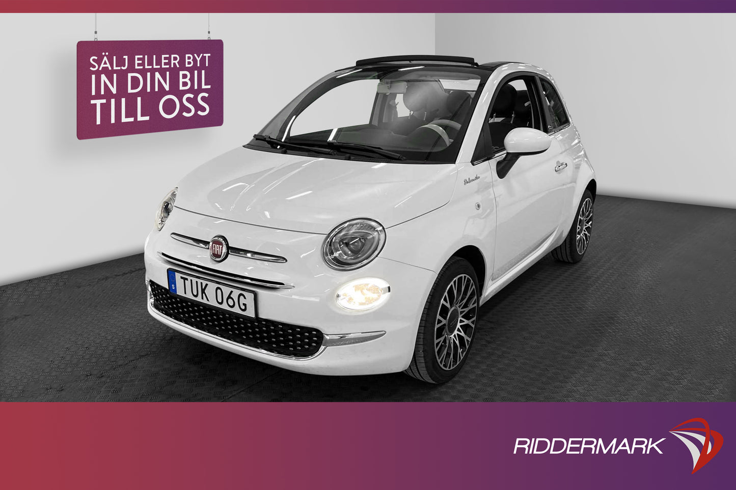 Fiat 500C Hybrid 70hk Sensorer CarPlay Låg Skatt 0,48l/mil